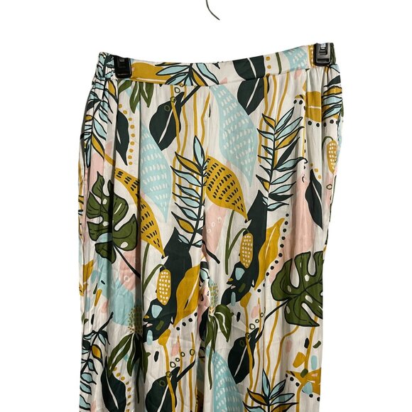 Happily Grey Tropical Print Wide Leg Pants Womens XL Flowy Lightweight Polyester - Picture 3 of 8